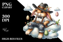 Watercolor Bunny with Leather Jeans PNG Product Image 2