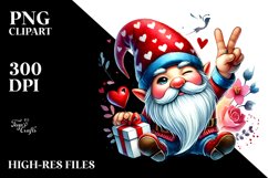 Valentines Gnome Winking in Watercolor PNG Product Image 2