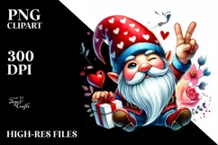 Valentines Gnome Winking in Watercolor PNG Product Image 2