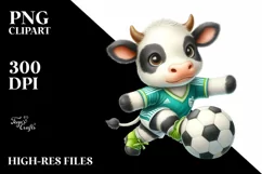 Pastel Cute Baby Cow Playing Handball | Sublimation Clipart Product Image 1