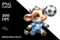 Pastel Cute Baby Cow Playing Handball | Sublimation Clipart Product Image 3