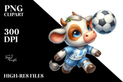 Pastel Cute Baby Cow Playing Handball | Sublimation Clipart Product Image 2