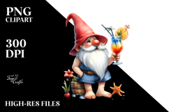 Cute Gnome Drinking Cocktail PNG Product Image 2
