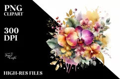 Vibrant Bouquet with Gold Foil | Sublimation | Clipart Product Image 3