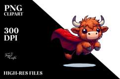 Highland Cow with Superhero Cape PNG Product Image 2