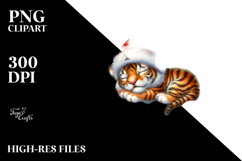 Cute Baby Tiger Sleeping on Cloud Clipart Product Image 2