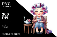 Old Lady Chair Hair Curlers Tea Cup Product Image 2