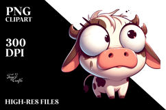 Goofy Cartoon Cow Dramatic Pose PNG Product Image 2