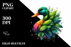 Abstract Duck with Plant Leaves, PNG Product Image 1