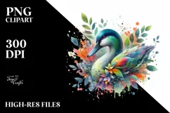 Abstract Duck with Plant Leaves, PNG Product Image 3