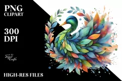 Abstract Duck with Plant Leaves, PNG Product Image 3