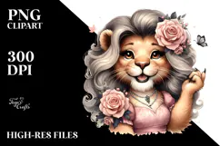 Detailed Funny Cute Lion Smiling | Sublimation Clipart Product Image 2