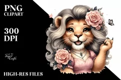 Detailed Funny Cute Lion Smiling | Sublimation Clipart Product Image 1