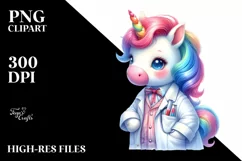 Colorful Baby Unicorn Lab Coat PNG Product Image 1