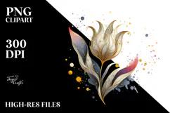 Abstract Tulip with Golden Insertions PNG Product Image 2