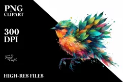 Abstract Bird with Plant Leaves, PNG Product Image 1
