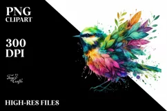 Abstract Bird with Plant Leaves, PNG Product Image 3