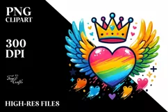 Heart with Wings and Crown, Transparent PNG Product Image 2