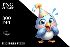 Goofy Cartoon Bird with Party Hat PNG Product Image 2
