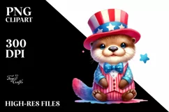 Cute Otter in USA Colors | Clipart Product Image 3