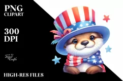 Watercolor Otter in USA Colors Product Image 3