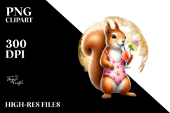 Squirrel in Beachwear with Cocktail PNG Product Image 2