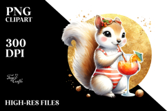 Cute Squirrel Drinking Cocktail PNG Product Image 2