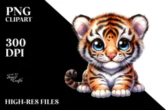 Cute Baby Tiger Watercolor PNG Product Image 2
