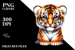 Cute Baby Tiger Watercolor PNG Product Image 2