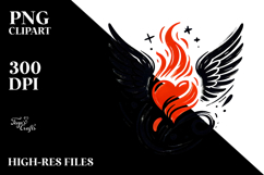 Heart with Wings and Fire PNG Product Image 2