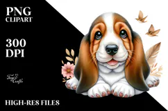 Watercolor Cute Basset Hound PNG Product Image 2