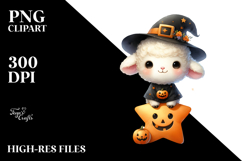 Cute Baby Lamb Halloween Star Digital Painting PNG Product Image 2