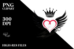 Simple Paintbrush Style Heart with Wings PNG Product Image 2