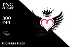 Simple Paintbrush Style Heart with Wings PNG Product Image 2