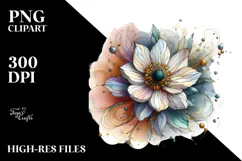 Wooden Anemone Stained Watercolor PNG Product Image 2