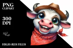 Funny Ox with Bandana PNG Product Image 1