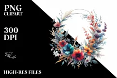 Colorful Watercolor Wreath | Sublimation | Clipart Product Image 3
