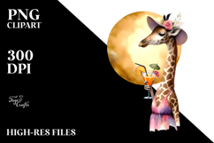 Watercolor Giraffe in Beachwear PNG Product Image 2