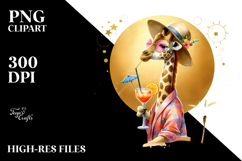 Watercolor Giraffe in Beachwear PNG Product Image 2