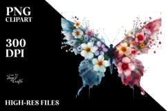 Cute Butterfly with Spring Flowers PNG Product Image 2