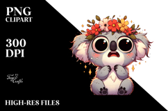 Dramatic Koala with Flower Crown PNG Product Image 2