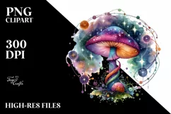 Colorful Watercolor Magical Mushroom Clipart Product Image 1