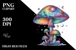Colorful Watercolor Magical Mushroom Clipart Product Image 2