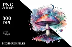 Colorful Watercolor Magical Mushroom Clipart Product Image 3