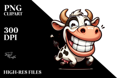 Goofy Cartoon Cow with Pure Joy PNG Product Image 2