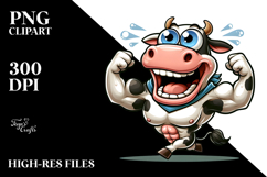 Goofy Cartoon Cow with Pure Joy PNG Product Image 2