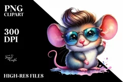Expressive Baby Mouse with Happy Haircut PNG Product Image 1