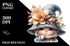 Cute Gnome with Big Hat and Freesia PNG Product Image 2