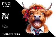 Watercolor Highland Cow Clipart Product Image 3