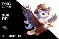 Cute Baby Unicorn with Cowboy Hat | Clipart Product Image 1